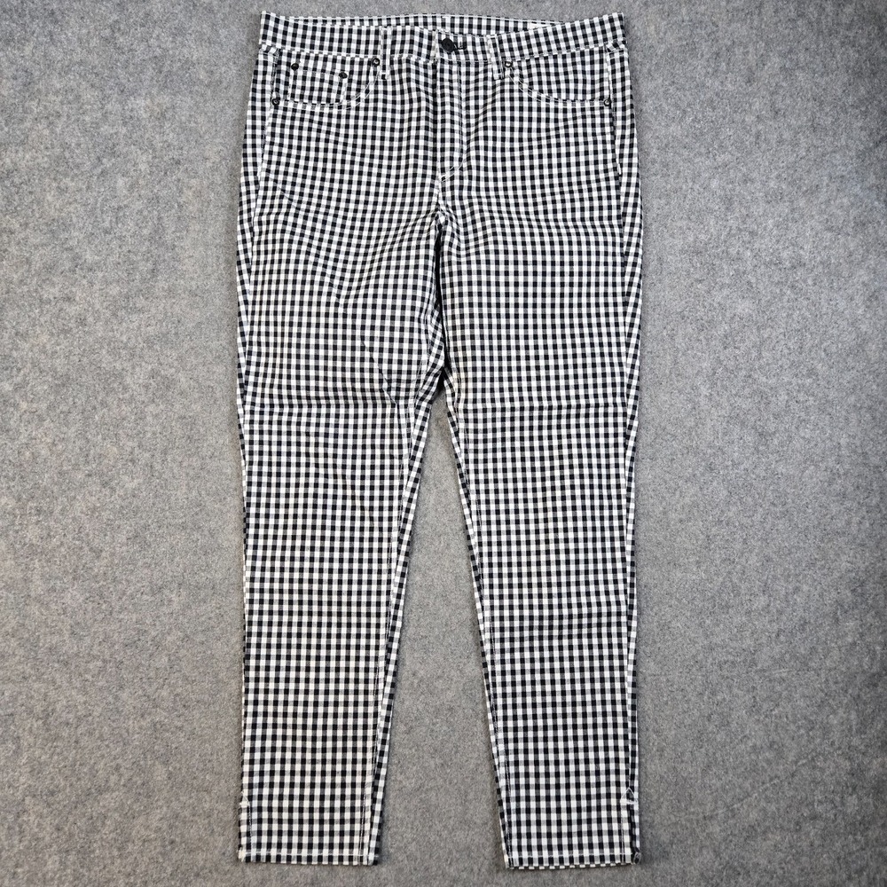 Rag &‎ Bone Pants Womens 32 Gingham Check 10" Capri Black/White Preppy Office